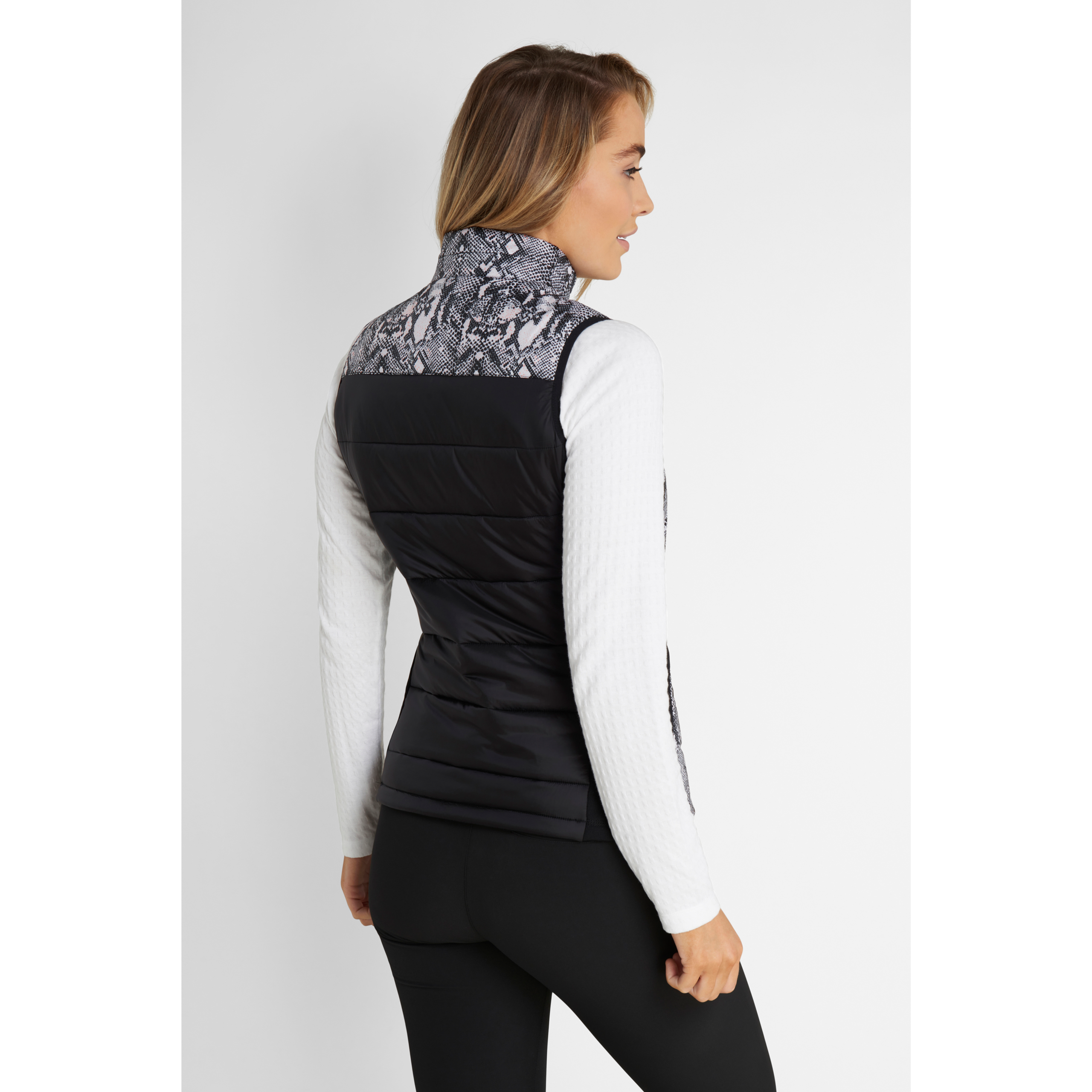 Green Lamb Giselle Print Quilted Gilet Snakeskin/Black